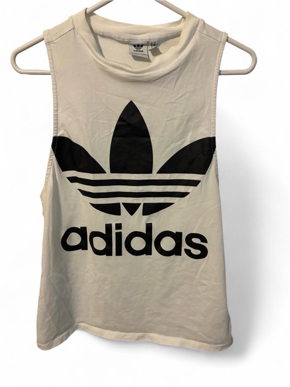 Adidas Originals Trefoil Muscle Tank Top White Black Large Graphic Size Small